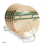 Melamine Printed Bamboo style Full Size Round Dinner/Lunch/ Party Plates, (Set of 6)