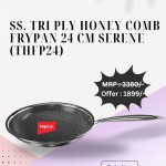 SS. Tri Ply Honey comb frypan 24 cm serene (THFP24)
