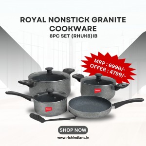 Royal Nonstick Granite Cookware 8pc set (RHUK8)IB