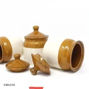 Ceramic Pickle Jar with Lid 300 ml - pack of 3